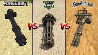 MINECRAFT MINIGUN VS GTA 5 MINIGUN VS GTA SAN ANDREAS MINIGUN - WHICH IS BEST?