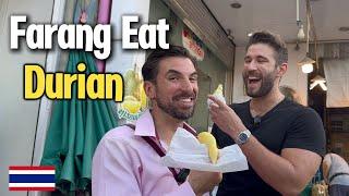 Farangs trying Durian! The smelliest fruit in Asia!  