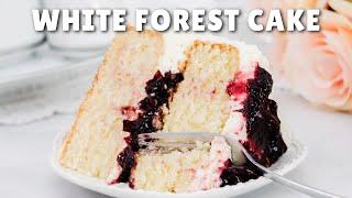 White Forest Cake (Moist White Cake with Cherry Filling)