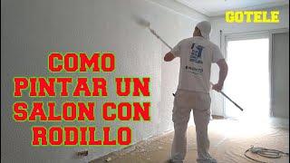 COMO PINTAR UN SALON A RODILLO CON PAREDES DE GOTELE - PINTURA BLANCA PARA PARED