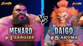 SF6 ▰ Ranked #1 Zangief ( MenaRD ) Vs. Ranked #5 Akuma ( Daigo ) 『 Street Fighter 6 』