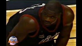 Shaquille O'Neal Gets Monster Blocked by a College Player! (1996 Pre-Olympics)
