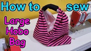 How to sew a large boho/hobo style knitting bag. Very easy beginner sewing project