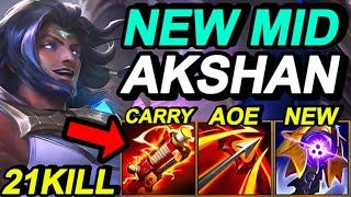 Wild Rift China Akshan Mid - 21KILL New Broken OP Build Runes - Dawnbringer Akshan Wild Rift Skin