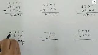 Subtraction of four digit numbers|4 digit subtraction|subtraction