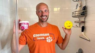 CLEANING HACK - How to Clean Shower Glass with MIRACLE Pink Stuff & Scrub Daddy