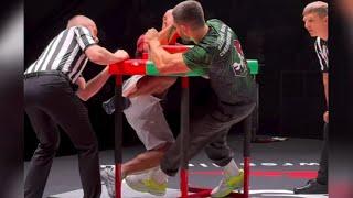 ARMWRESTLER KICKED HIS OPPONENTS FEET?! / CVETAN GASHEVSKI VS ALAN ZOLOEV