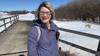 Walking a snowy Sauk Rail Trail, Carroll, Maple River, Breda Iowa