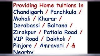 Maths, Science, English, SST, All Subejcts Home Tuition in Panchkula, Chandigarh, Zirakpur, Mohali