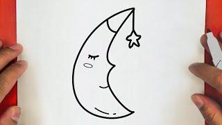 HOW TO DRAW A CUTE MOON , STEP BY STEP, DRAW Cute things