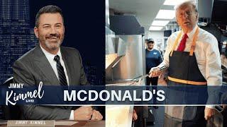 "Jimmy Kimmel Roasts Trump’s McDonald’s Stunt – Flipping Burgers & Flipping Votes!"