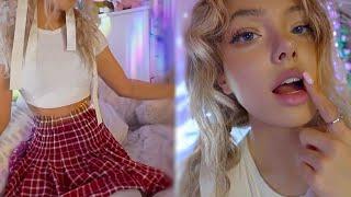 ASMR Soft Face, Lip and Body Tracing | Teeth Tapping (ft. thigh highs, skirt scratching) 