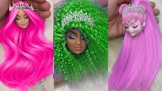 NEW COOL Hairstyle for DOLL! DIY Miniature Ideas for Barbie Doll Transformation ~ Wig, Dress Makeup