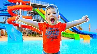 BEST WATER SLIDES EVER! Family Fun Day riding Water slides at Water Park for Kids w/ Caleb & Mommy!