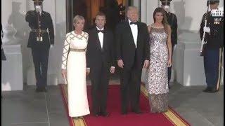 French President Macron Arrives For State Dinner With Trumps