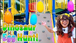 Soso Goes On a Giant Dinosaur Egg Hunt at The Park | Surprise Dino Toys Revealed!