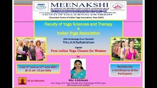 MAHER FYST & IYA Organizes " FREE ONLINE YOGA CLASSES FOR WOMEN- DAY 1"