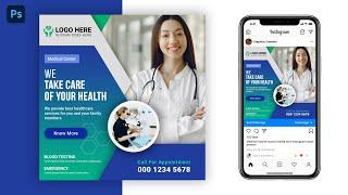 Medical or Health Poster Design for Social Media in Photoshop | Medical Post Design for Instagram