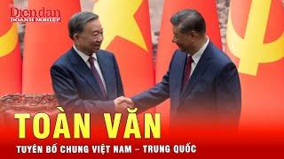 Toàn văn Tuyên bố chung Việt Nam-Trung Quốc