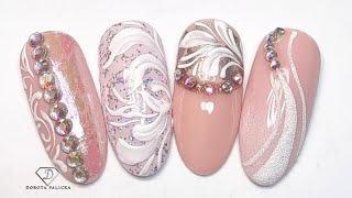 Simple gel nail art tutorial. Delicate nail design