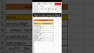 How to trim names in Excel |Remove extra space in between #shorts #viral #ytshorts #trendingshorts