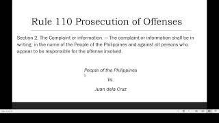 Rule 110 Prosecution of Offenses