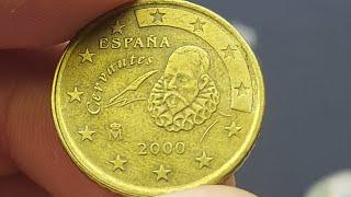 SPAIN 2000 50 Euro Cent Coin VALUE + REVIEW -  Espana Cervantes 50 Euro cent 2000