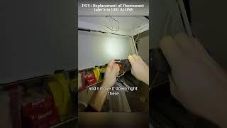 How to change a fluorescent fixture to LED #handyman #electrician #pov