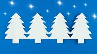 Paper Cutting Design️How to make a paper garland Christmas trees [Clear tutorial fast and easy]