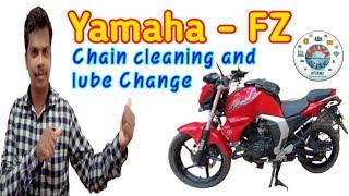 Yamaha FZ Sports Bike chain cleaning and lube change