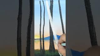 How to forest afternoon sunset. Painting for beginners easy acrylic | Acrylic painting challenge