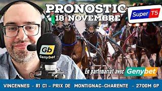  Pronostic Quinté / Super Top5 Lundi 18 Novembre 2024. Vincennes  Prix de Montignac-Charente