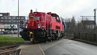 Eisenbahn: Bedienung des Evonik-Werkes in Steinau a.d. Straße mit Lok Baur.  261 am 6. Februar 2023