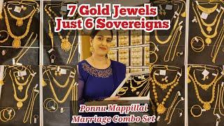 7 Gold Jewels just 6 Sovereigns Light weight Gold Marriage combo Necklace Haram Earrings Bangles NSK