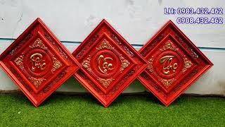 Tranh 3 chữ Phúc Lộc Thọ gỗ hương cỡ lớn | Tranh gỗ Phúc Lộc Thọ vuông 60cm siêu Hot!