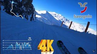 Ski run Savognin 4K POV | slope 16 (Traumpiste) and 21 (Heidipiste) | Val Surses , Graubünden