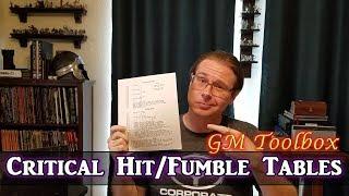 Critical Hit/Fumble Tables - GM Toolbox