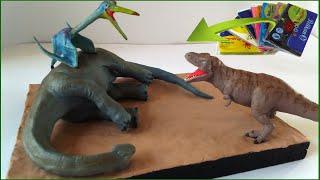 TYRANNOSAURUS VS QUETZALCOATLUS WITH CLAY/PLASTILINA. Prehistoric Planet.