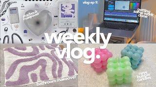 weekly vlog ️ | aesthetic macbook customization, bathroom makeover, being productive, + more!