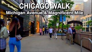 Chicago Downtown Michigan Avenue & Magnificent Mile Shops | 5k 60 | City Sounds