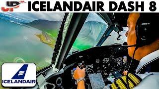 Visual Approach Iceland Extreme Airport | Cockpit Dash 8