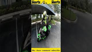 Motorcycle Model Sky Champion on Powamoto Kawasaki Ninja ZX10R Team Green Video Shoot #shorts