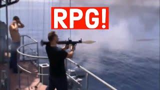 Russians Shooting Rocket Launcher at Somali Pirates!