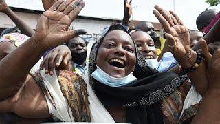 Supporters of re-elected Benin president Patrice Talon celebrate