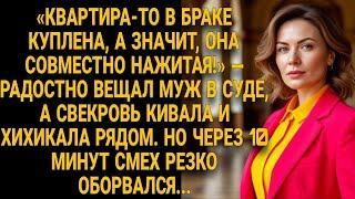 В суде смеялись муж и свекровь… но через 10 минут им стало не до шуток...