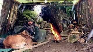 3 Tage Wintercamp in der Wildnis mit meinem Hund - Bushcraft Shelter Camping