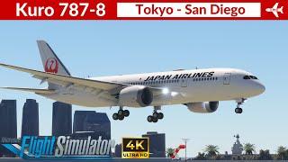 [MSFS] Kuro 787-8 Japan Airlines | Tokyo to San Diego | Full Flight | 4K Ultra HD