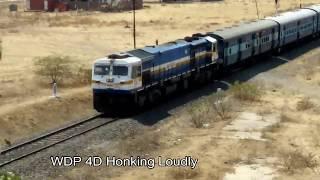 Nagarsol-Narsapur express WDP 4D honking and crossing shendra bridge