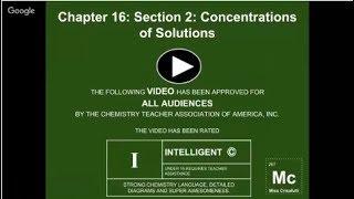 Pearson Accelerated Chemistry Chapter 16: Section 2: Concentrations of Solutions