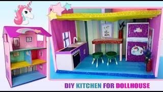 DIY Miniature Kitchen Using Cardboard Box | DIY Unicorn Dollhouse Easy